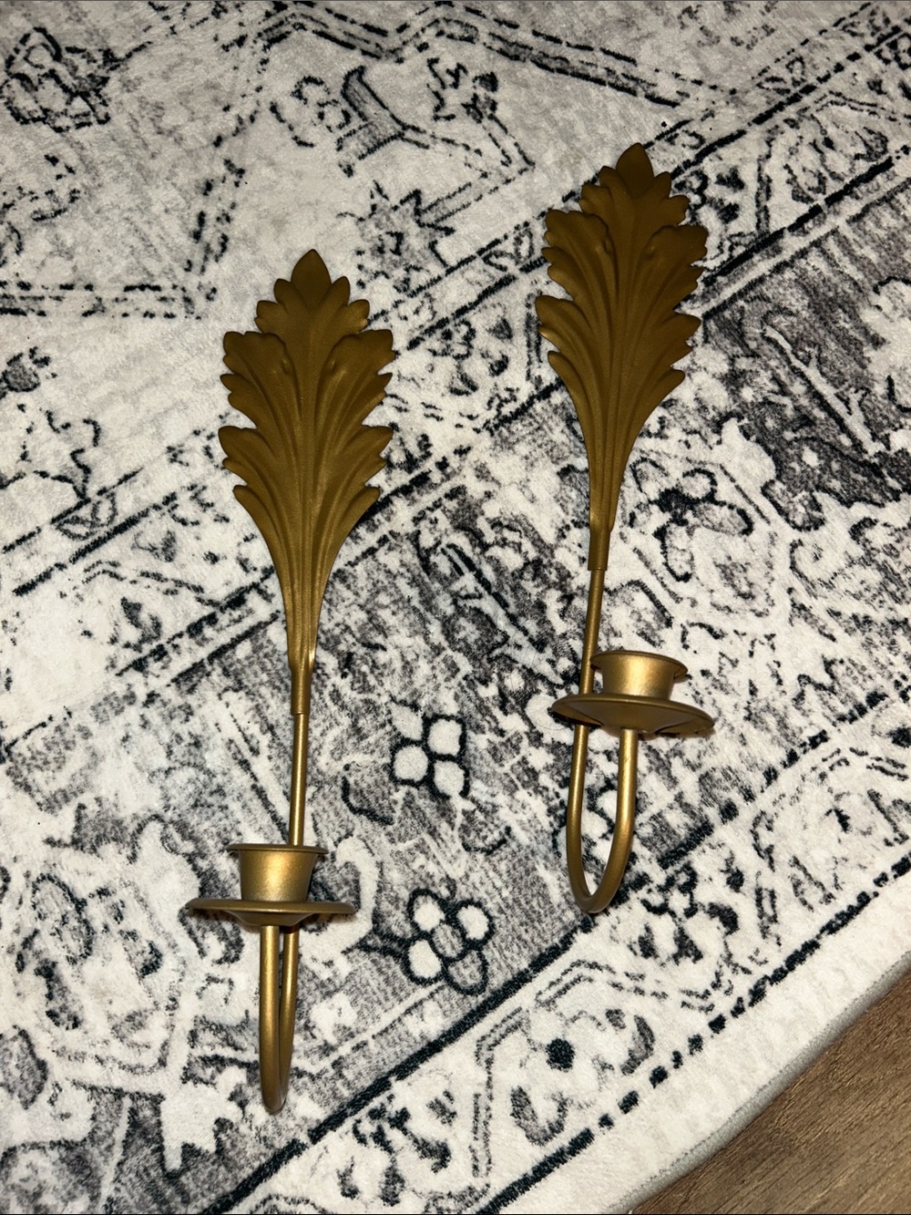Hollywood regency Gold Leaf Wall Candle Sconces - Set of 2